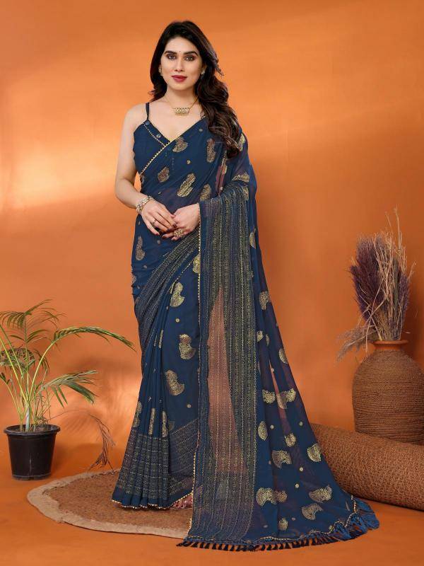 GC soft georgette with foil work saree wholesale market in India