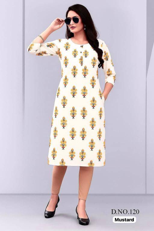 Shorya white straight rayon printed indian emporium kurtis