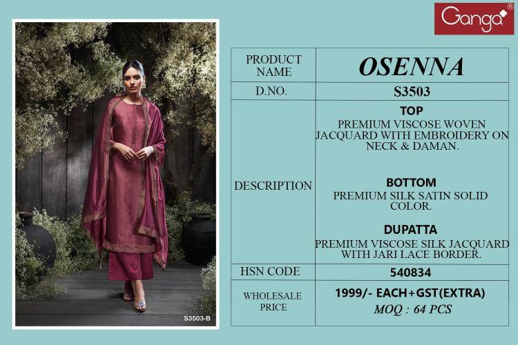 Ganga osenna 3503 Surat dress material wholesale market online