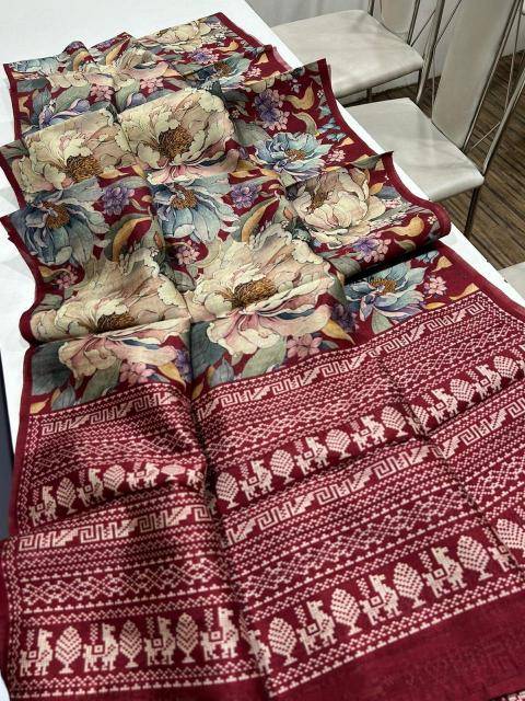 Kalamkari digital print floral india Saree wholesale online shopping