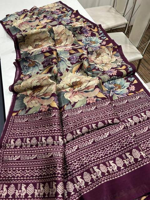 Kalamkari digital print floral india Saree wholesale online shopping