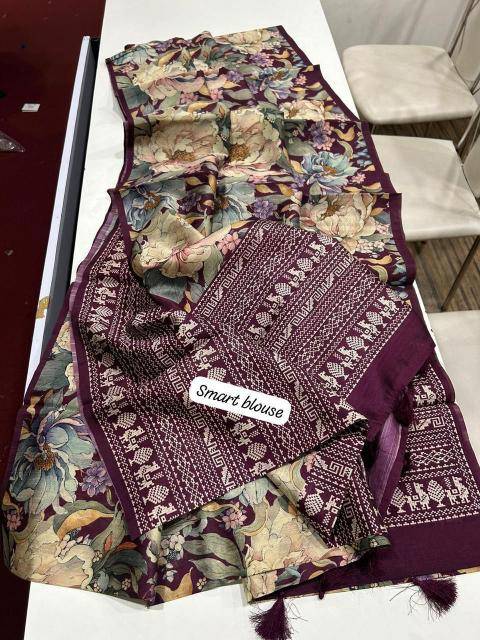 Kalamkari digital print floral india Saree wholesale online shopping