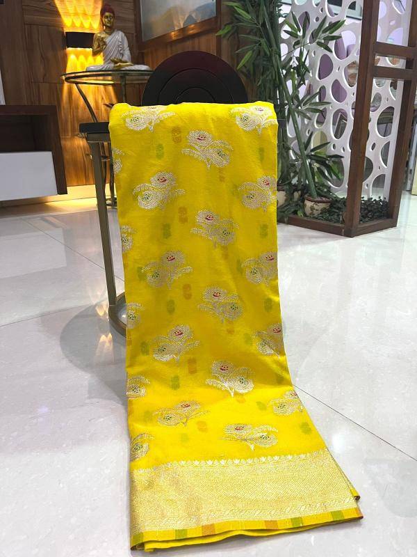 Pure soft khadi crepe silk with antique pallu Wholesale saree dealers in Mumbai