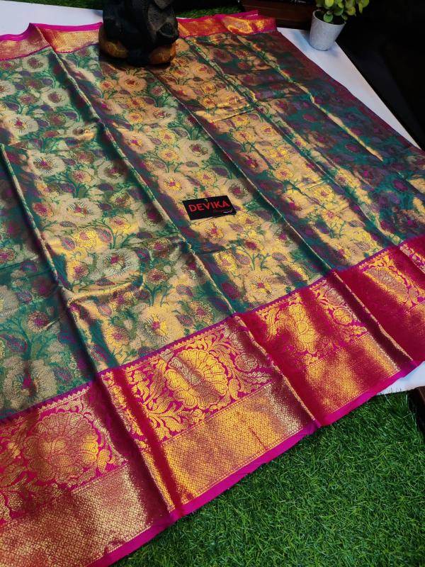 Kanjivaram soft pattu with contrast  Wholesale sarees in Delhi