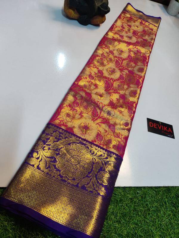 Kanjivaram soft pattu with contrast  Wholesale sarees in Delhi