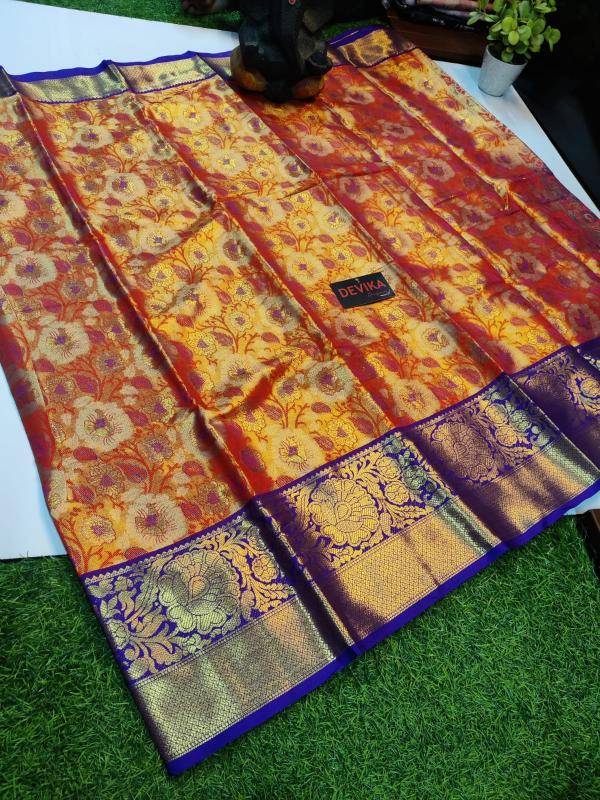 Kanjivaram soft pattu with contrast  Wholesale sarees in Delhi