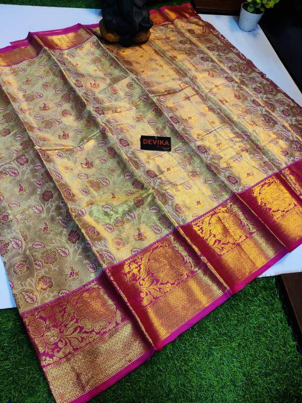 Kanjivaram soft pattu with contrast  Wholesale sarees in Delhi