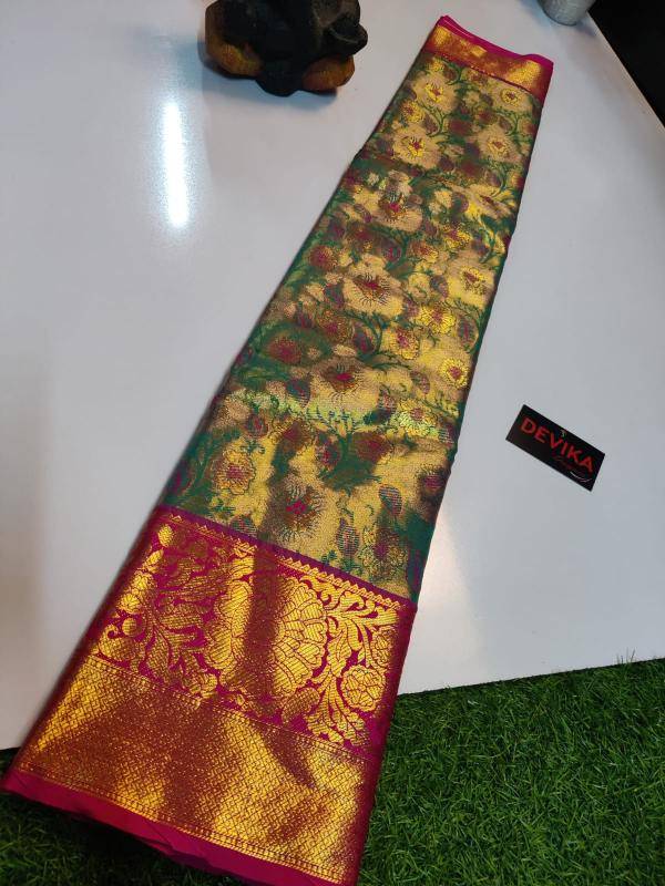 Kanjivaram soft pattu with contrast  Wholesale sarees in Delhi