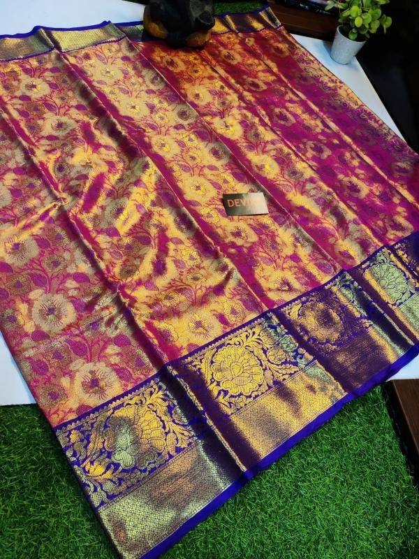 Kanjivaram soft pattu with contrast  Wholesale sarees in Delhi