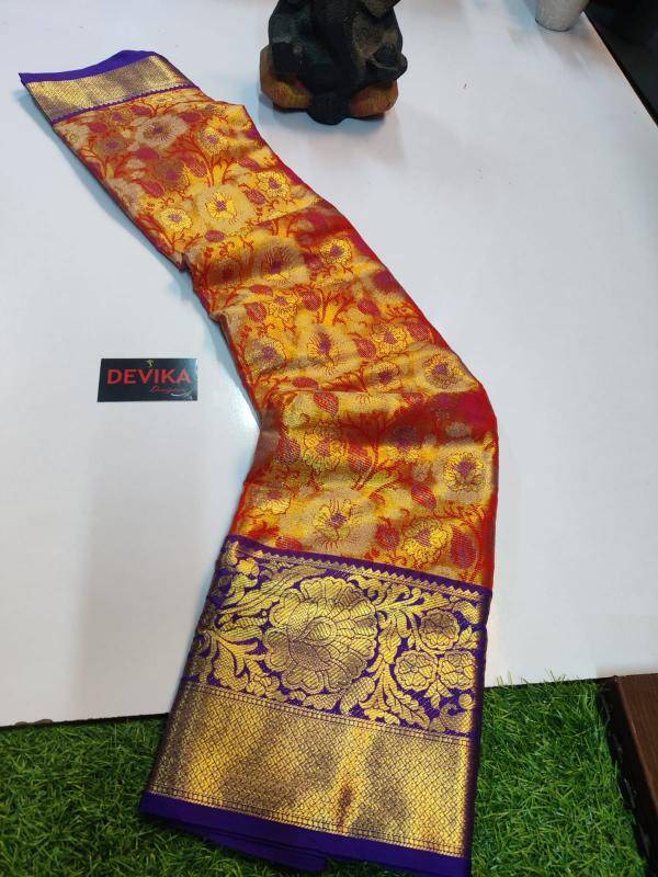 Kanjivaram soft pattu with contrast  Wholesale sarees in Delhi