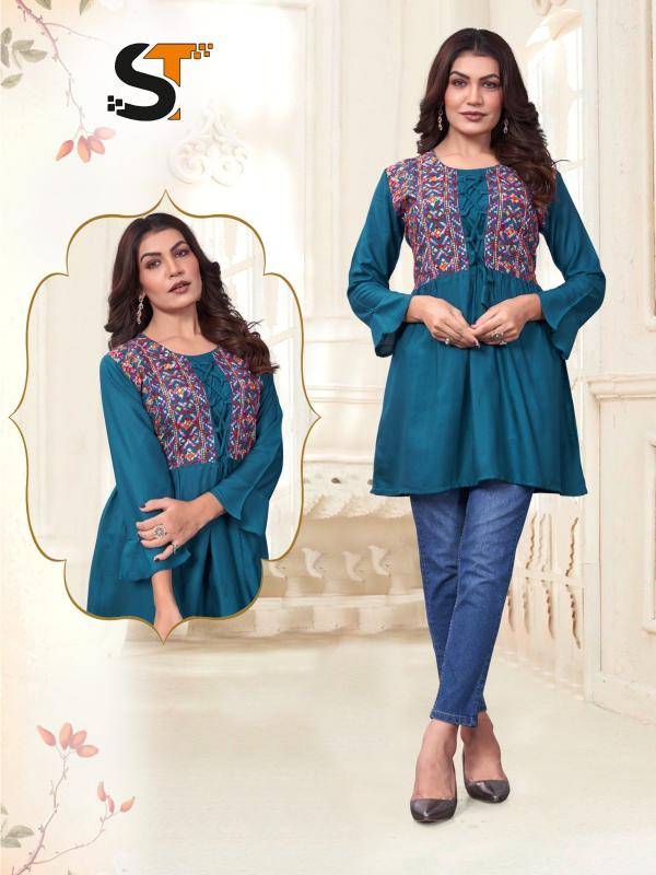 Shree salasar reyon with embroidery indian kurti neck style
