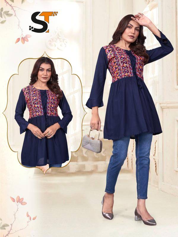 Shree salasar reyon with embroidery indian kurti neck style