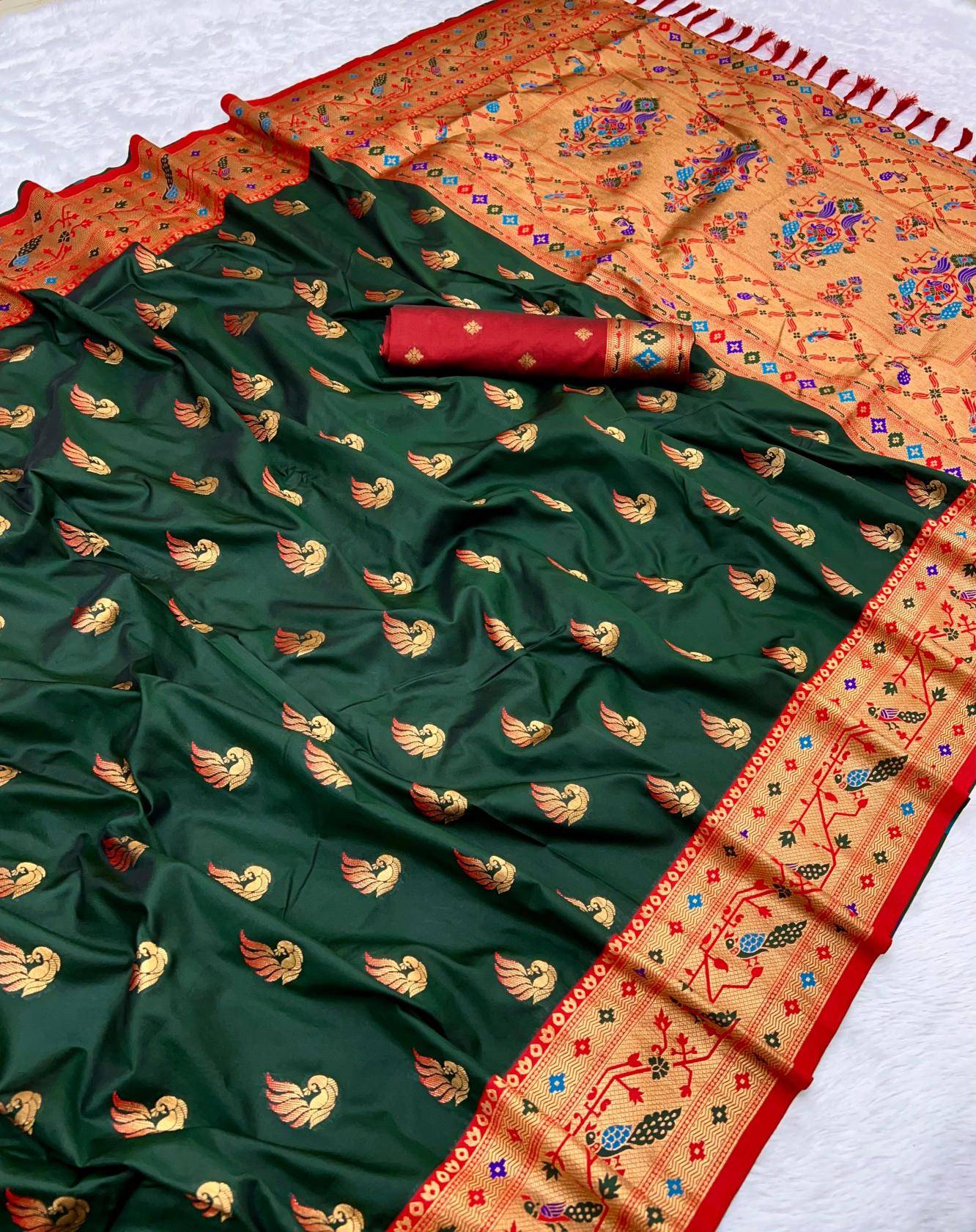 Sparkal paithani soft silk meenakari peacock Wholesale sarees for wedding