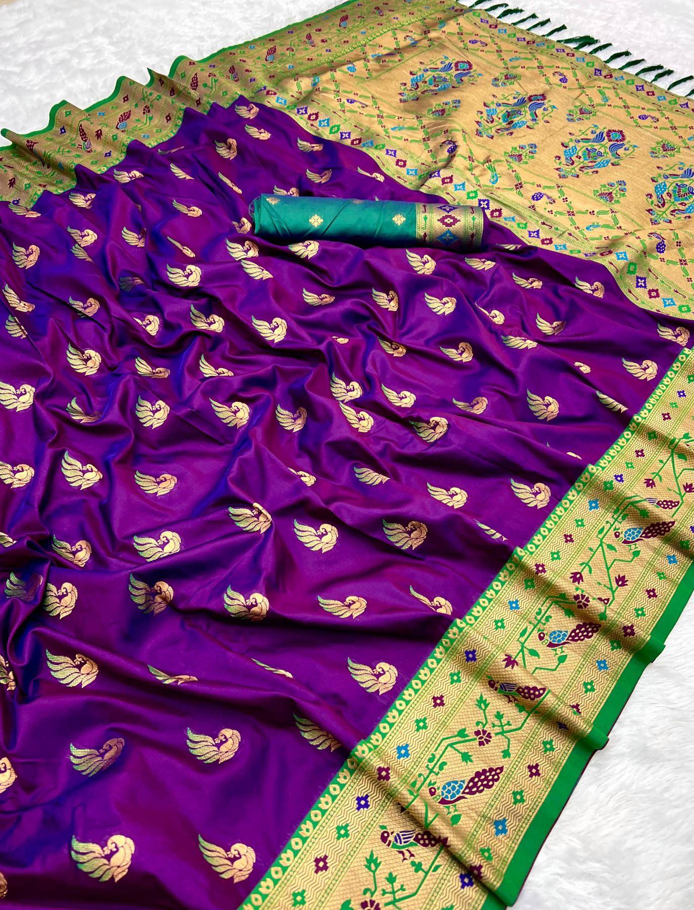 Sparkal paithani soft silk meenakari peacock Wholesale sarees for wedding