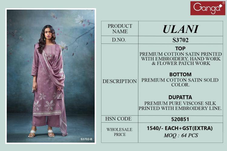 Ganga ulani 3702 Online dress material shopping