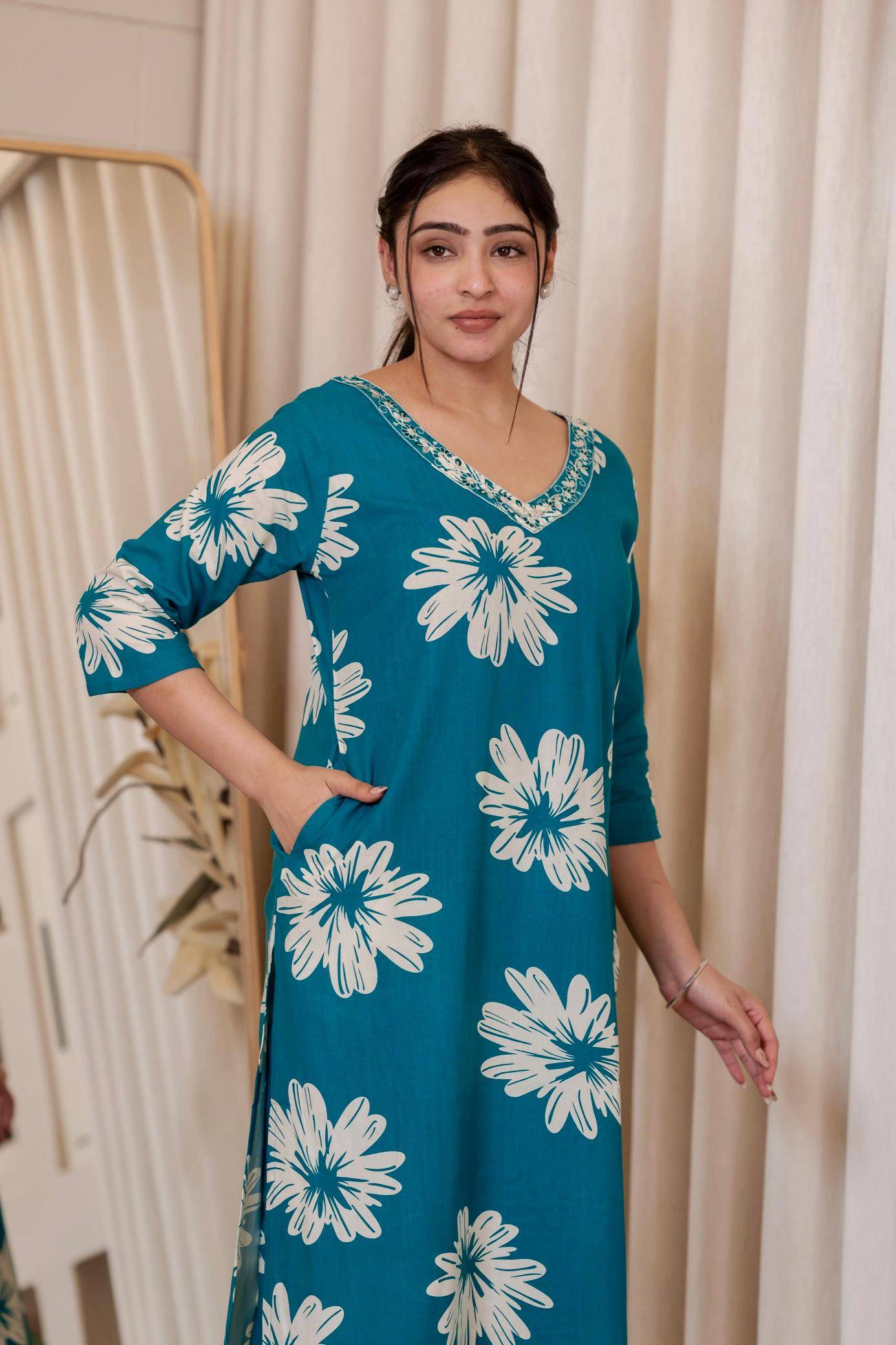 Pirohi kanchi rayon prints v neck indian kurtis on ebay