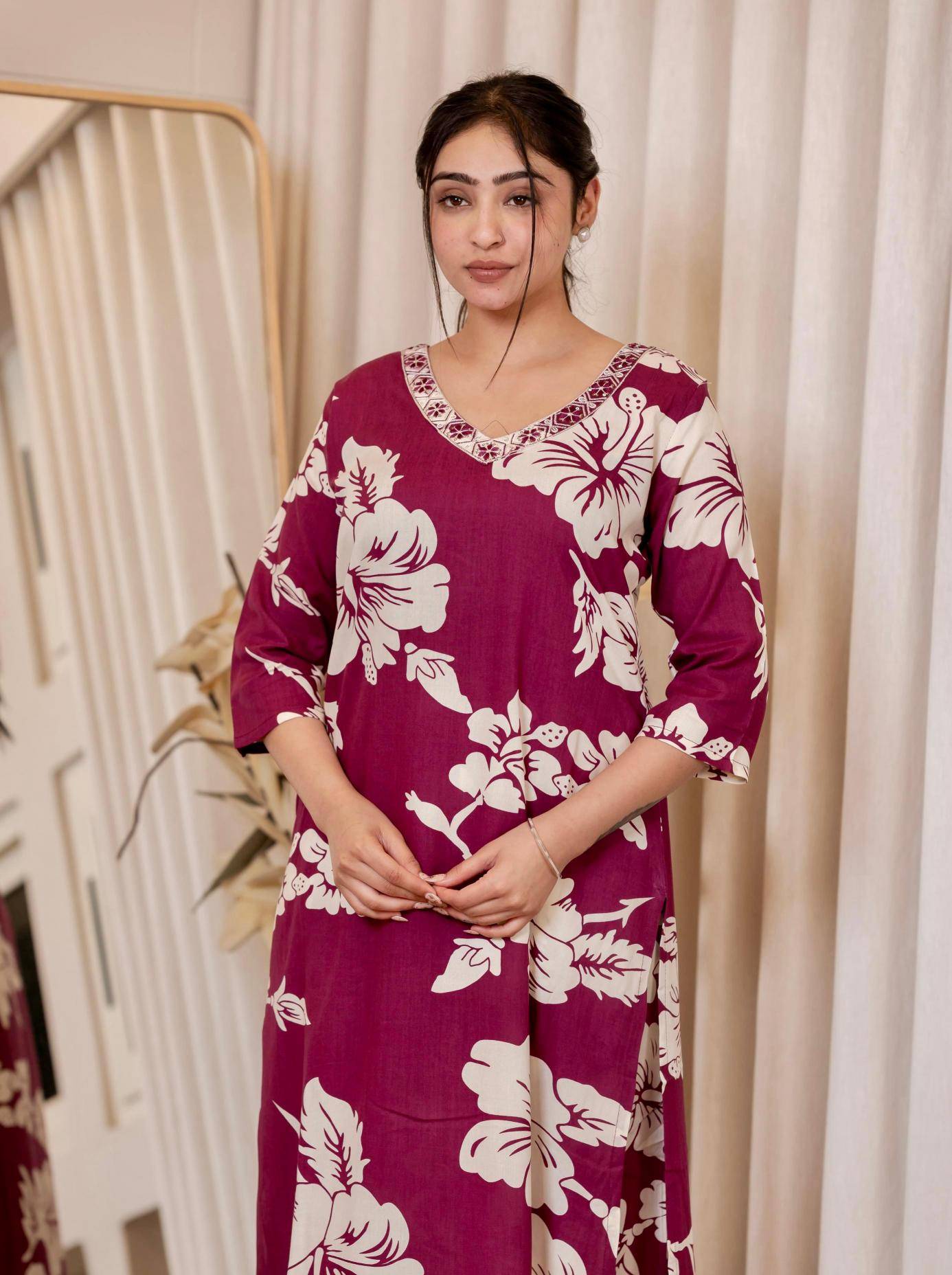 Pirohi kanchi rayon prints v neck indian kurtis on ebay