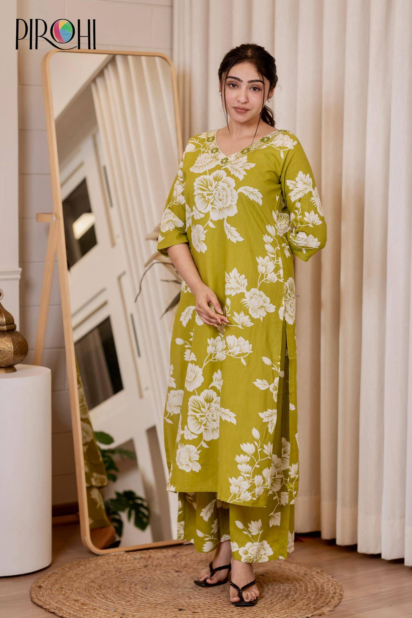 Pirohi kanchi rayon prints v neck indian kurtis on ebay