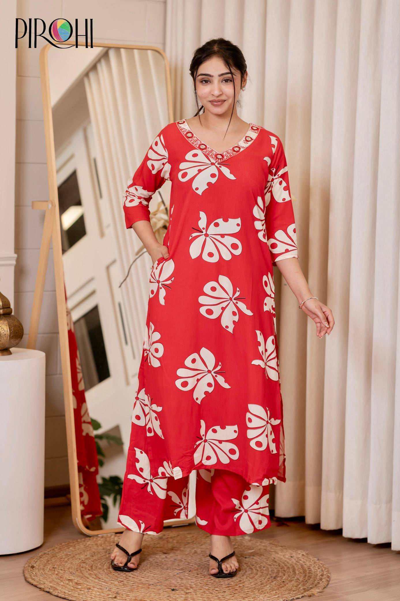 Pirohi kanchi rayon prints v neck indian kurtis on ebay