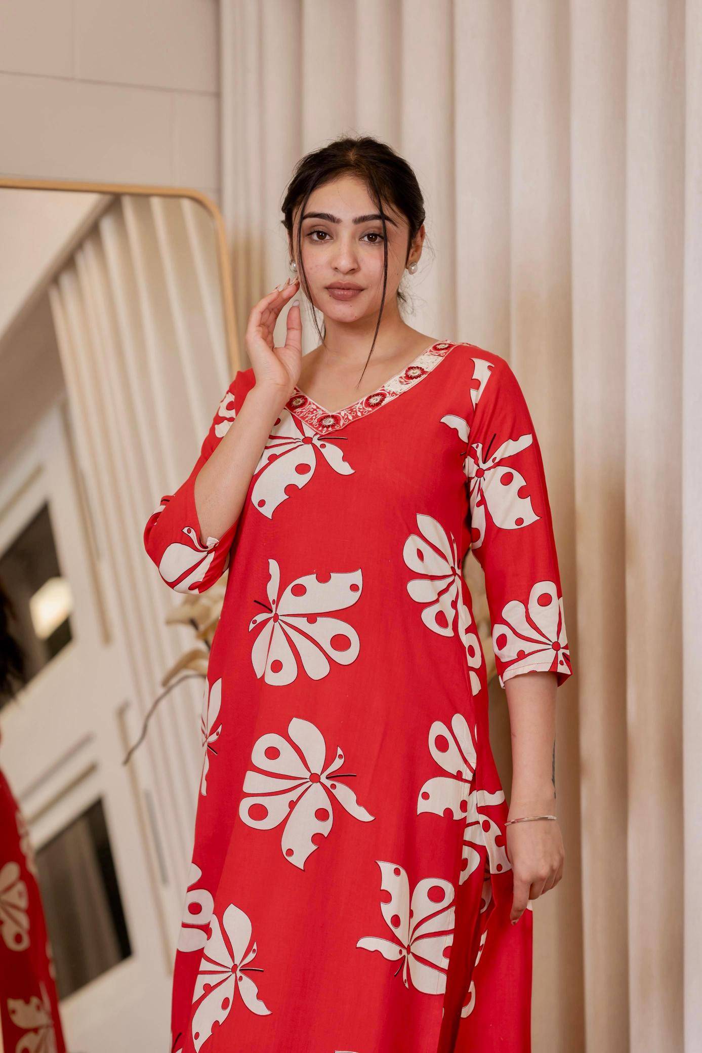 Pirohi kanchi rayon prints v neck indian kurtis on ebay