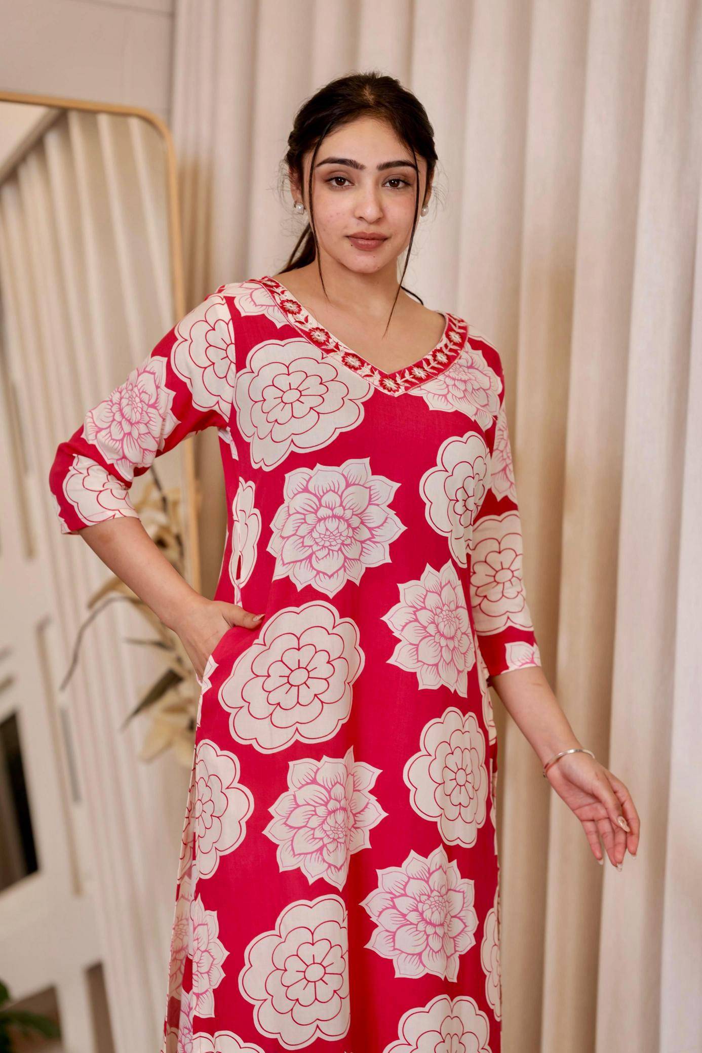 Pirohi kanchi rayon prints v neck indian kurtis on ebay