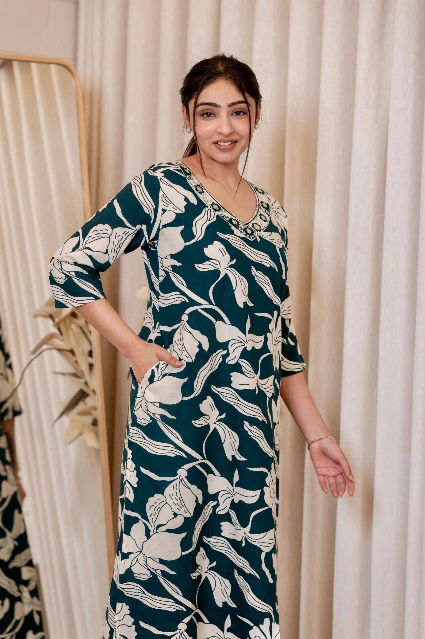 Pirohi kanchi rayon prints v neck indian kurtis on ebay