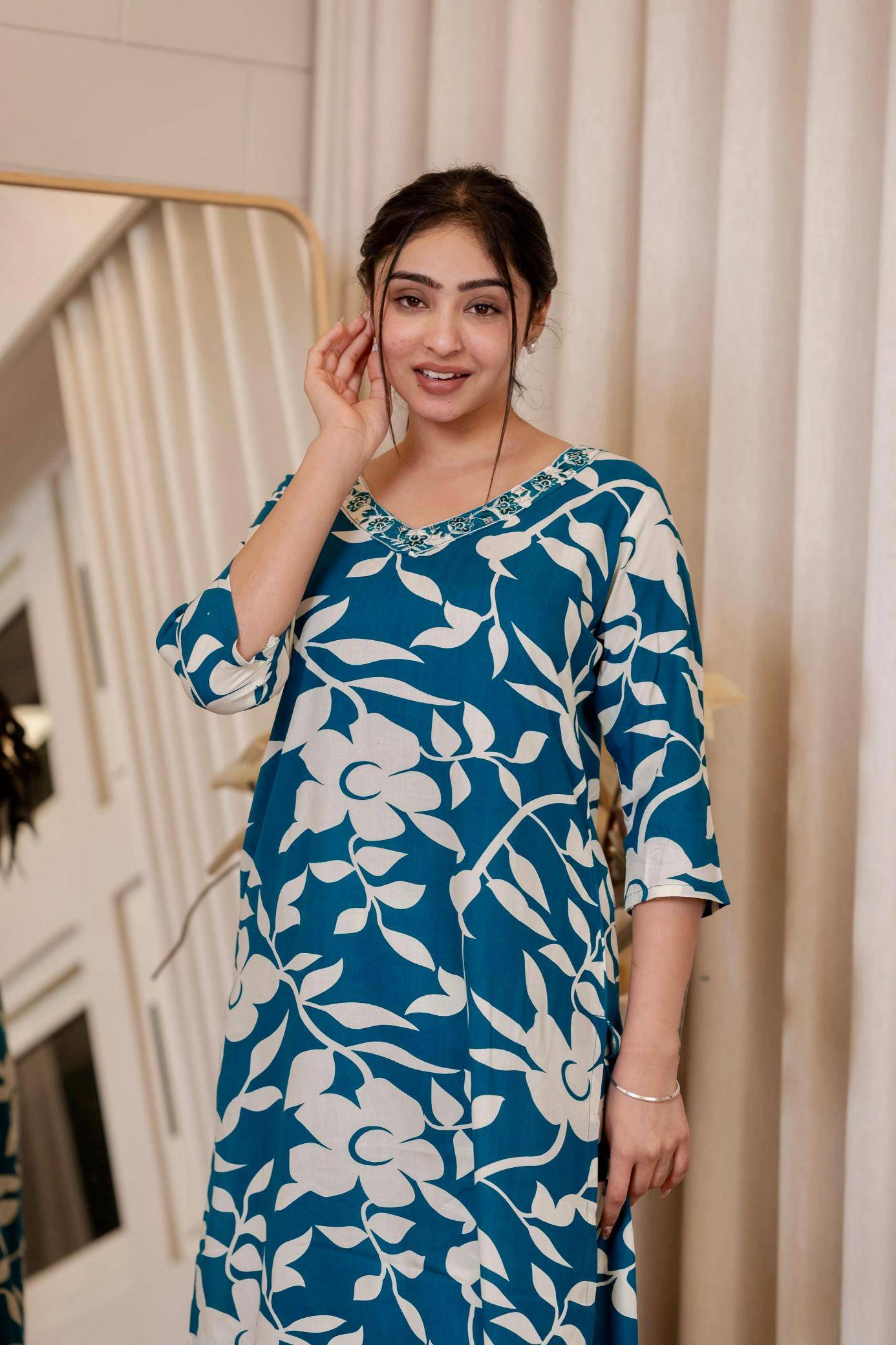 Pirohi kanchi rayon prints v neck indian kurtis on ebay