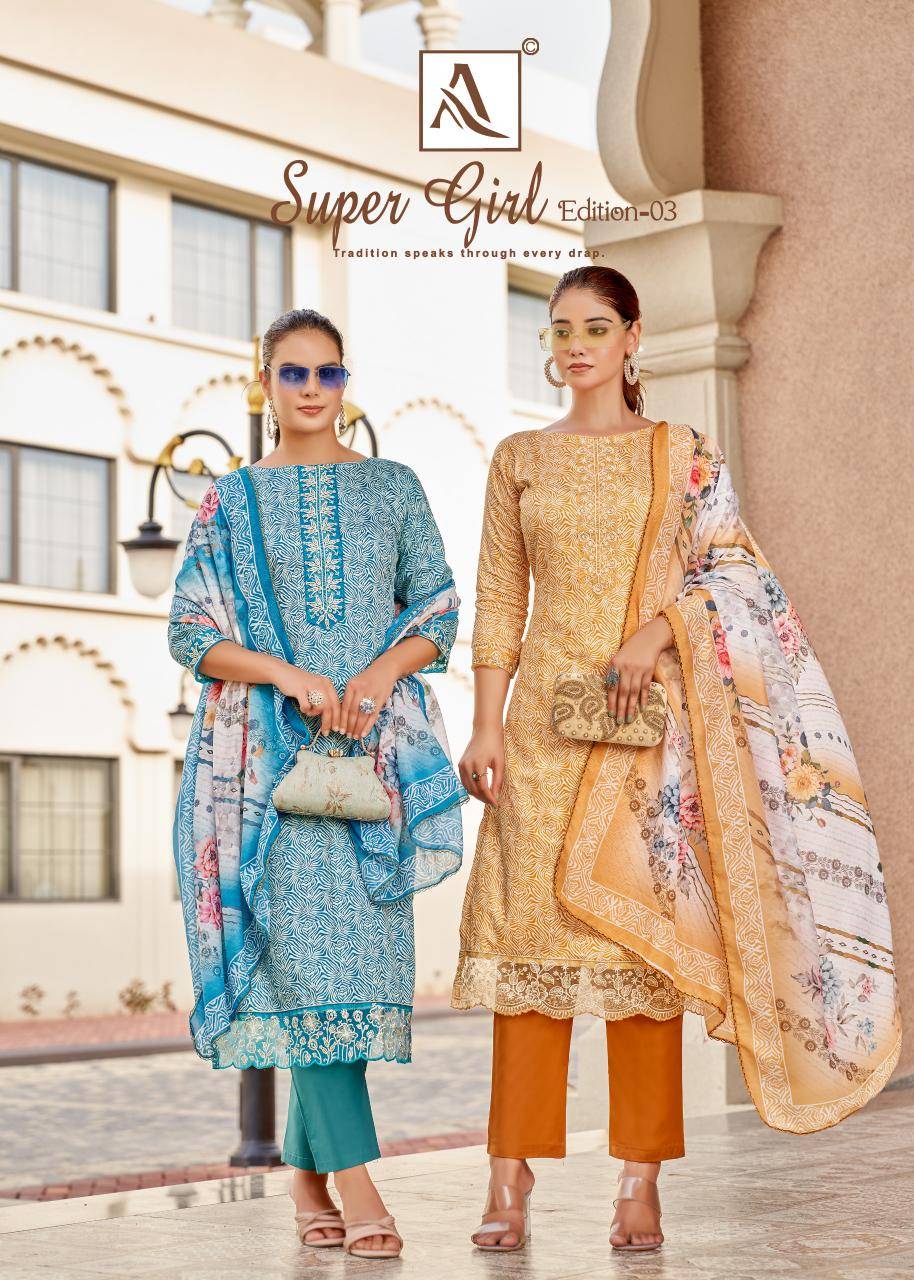 Alok suit super girl 3 Dress material wholesale suppliers