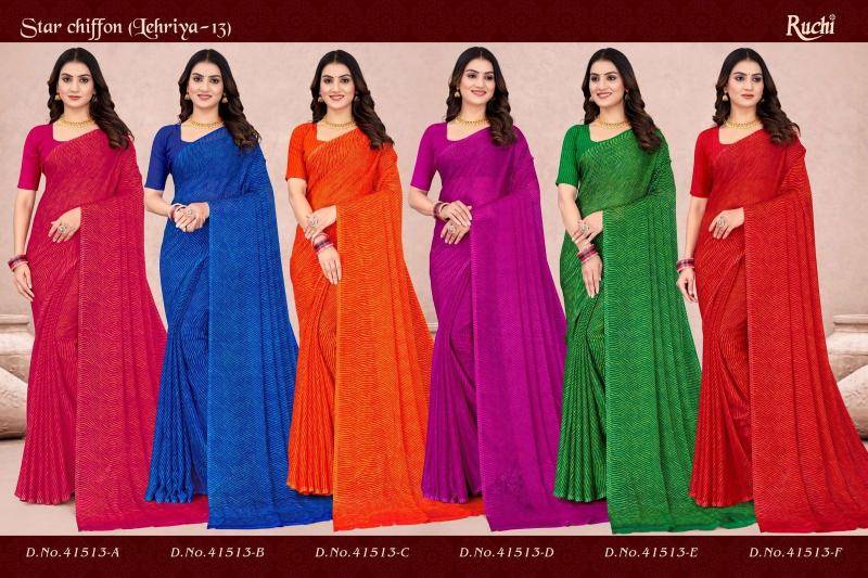Ruchi star chiffon lehriya vol 13 Saree wholesale suppliers in India