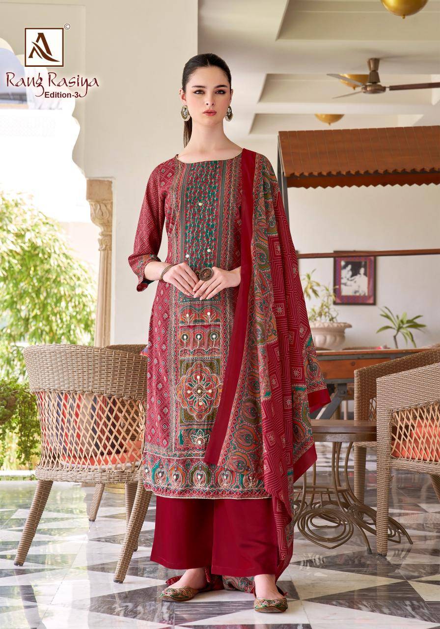 Alok suit rang rasiya 3 Online dress material shopping in Bangalore