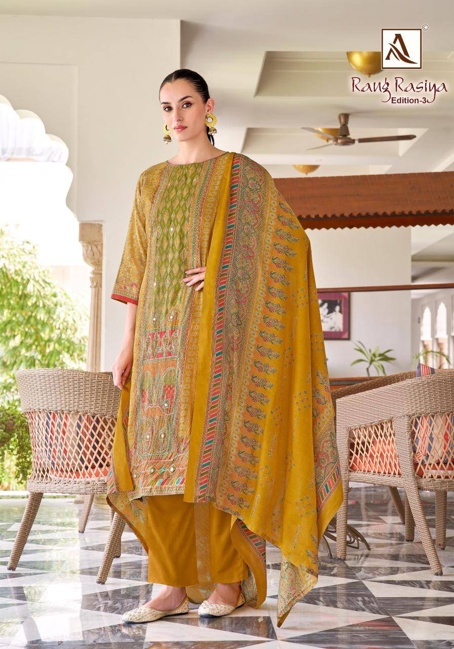 Alok suit rang rasiya 3 Online dress material shopping in Bangalore