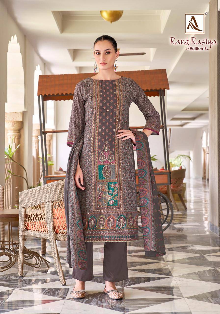 Alok suit rang rasiya 3 Online dress material shopping in Bangalore