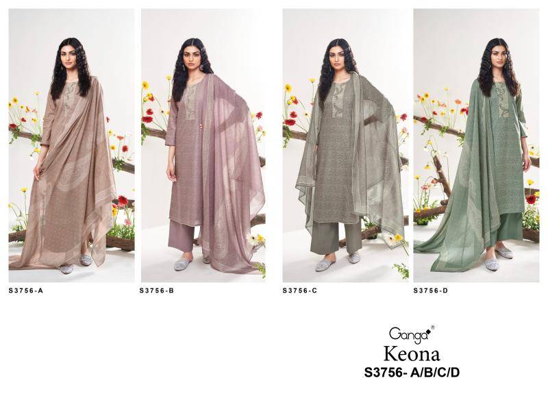 Ganga keona 3756 Printed dress material wholesale
