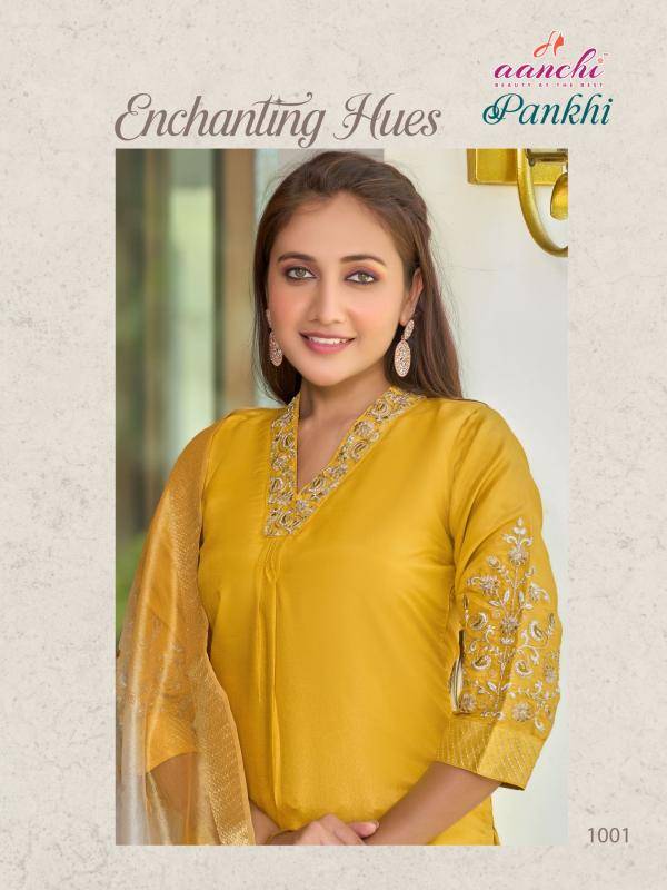 Aanchi pankhi yellow indian kurtis
