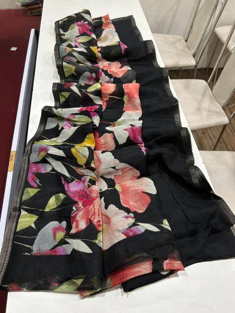 Handloom linen floral digital print Saree wholesaler in Kolkata