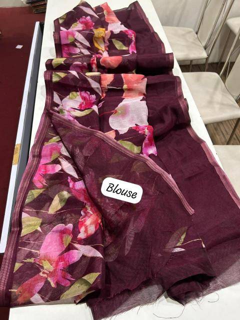 Handloom linen floral digital print Saree wholesaler in Kolkata