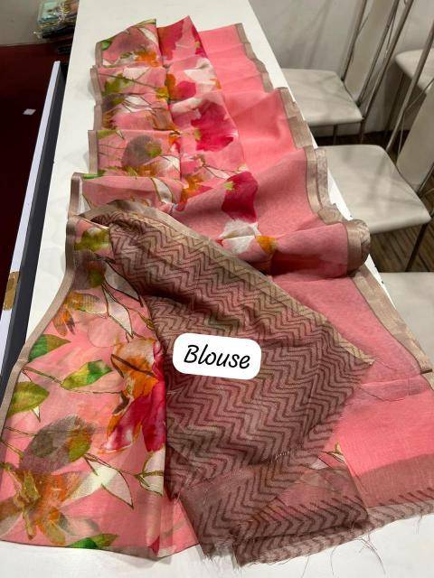 Handloom linen floral digital print Saree wholesaler in Kolkata