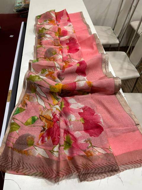 Handloom linen floral digital print Saree wholesaler in Kolkata