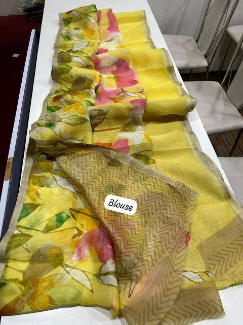 Handloom linen floral digital print Saree wholesaler in Kolkata