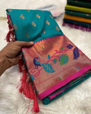 Marigold paithani soft silk Wholesale saree distributors in Ahmedabad