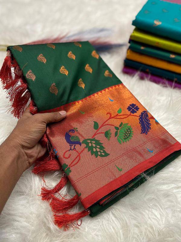 Marigold paithani soft silk Wholesale saree distributors in Ahmedabad