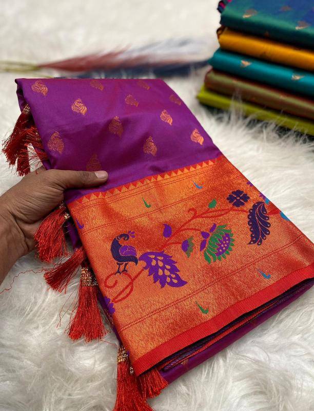 Marigold paithani soft silk Wholesale saree distributors in Ahmedabad