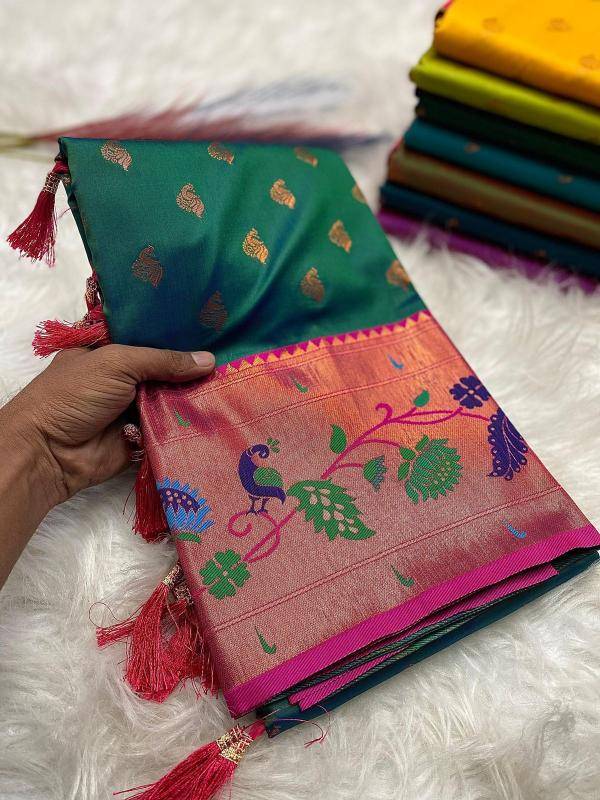 Marigold paithani soft silk Wholesale saree distributors in Ahmedabad