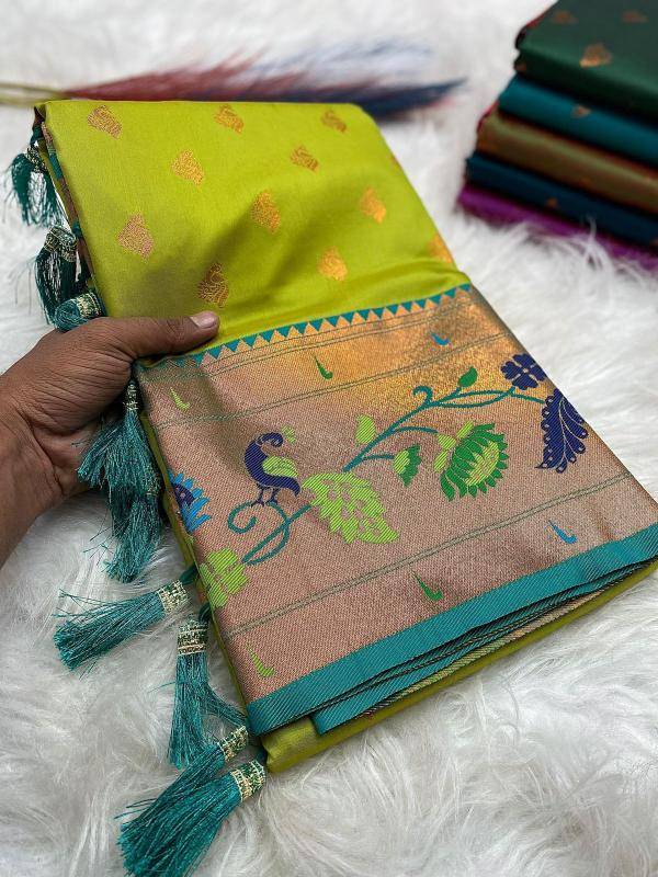 Marigold paithani soft silk Wholesale saree distributors in Ahmedabad