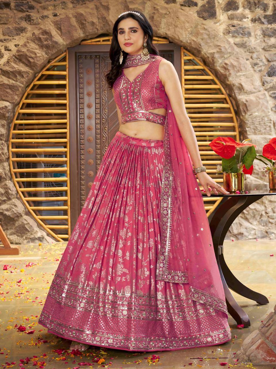 Zeel Clothing Dola Silk Jacquard surat lehenga wholesale market
