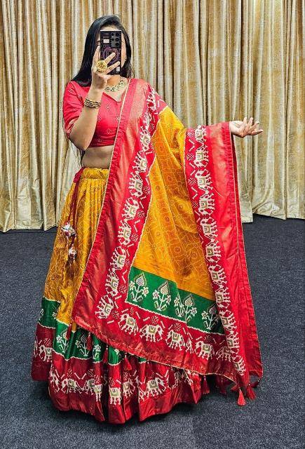 Ekta bandhni Tussar Silk lehenga wholesale market in surat