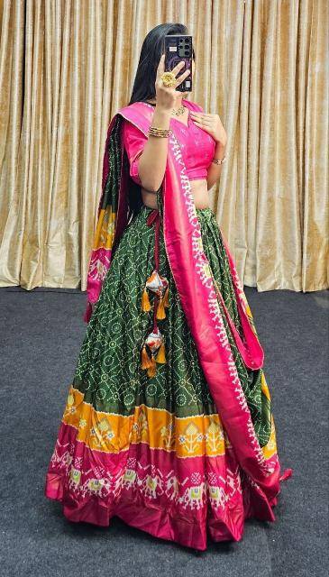 Ekta bandhni Tussar Silk lehenga wholesale market in surat