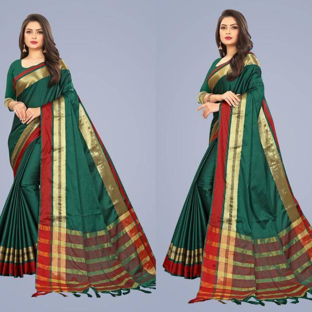 GC aura cotton silk zari pallu Wholesale saree market in Surat