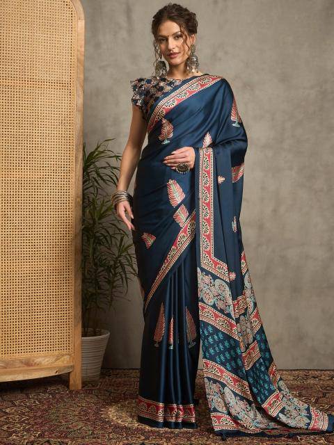 Shorya noor e ajrakh gajji printed Wholesale saree manufacturers in India