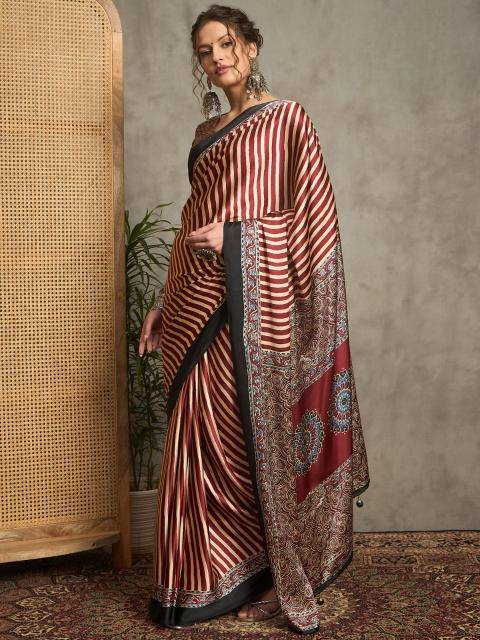 Shorya noor e ajrakh gajji printed Wholesale saree manufacturers in India